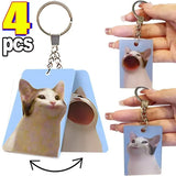 Acrylic Cartoon Cat Keychain Transparent Holographic Key Chains