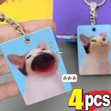 Acrylic Cartoon Cat Keychain Transparent Holographic Key Chains