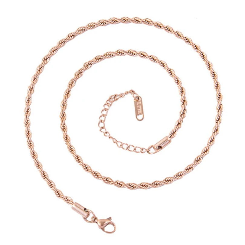 3mm Twisted Singapore Chain Stainless Steel Necklace for Men Women