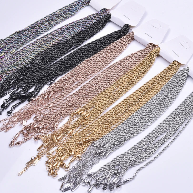3mm Twisted Singapore Chain Stainless Steel Necklace for Men Women