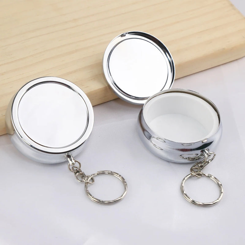 Metal Pill Box Keychain Case Portable Organizer DIY Jewelry Finding