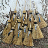 Mini Witch Broom - Dust Removal Broom Wicca Celtic Pentagram Raw Crystal