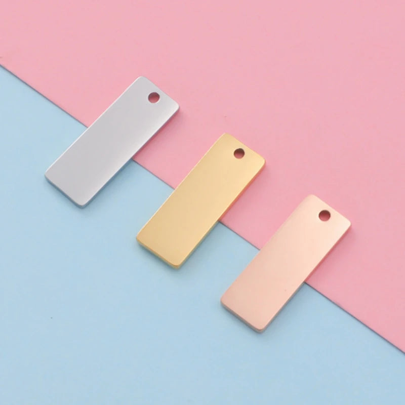 Rectangle Charm Mirror Polish Stainless Steel DIY Blank Stamping Tag