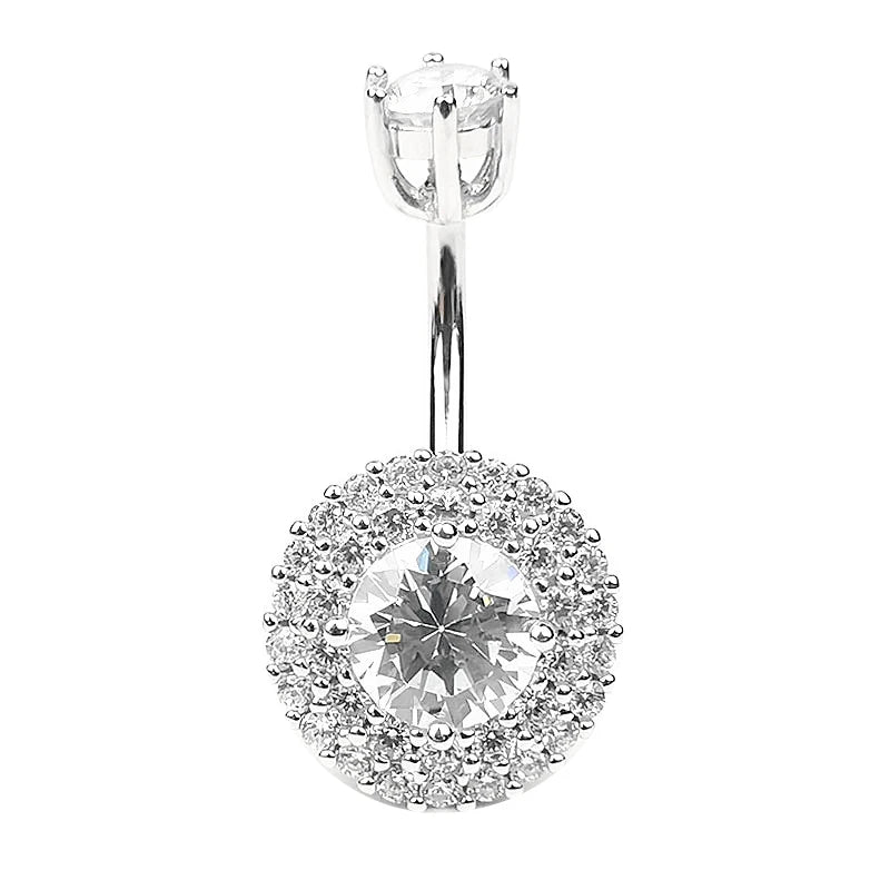 925 Sterling Silver Zircon Navel Piercing Belly Button Rings - Body Decorations