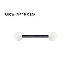 5 PCS Stainless Steel 14G Tongue Rings Barbell Glowe Tongue Barbell Jewelry