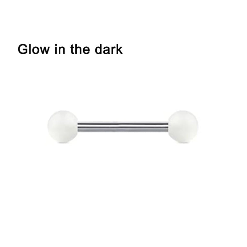 5 PCS Stainless Steel 14G Tongue Rings Barbell Glowe Tongue Barbell Jewelry