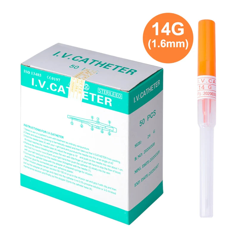 Sterile Piercing Needle Disposable I.V. Catheter Cannula Set 14G-24G