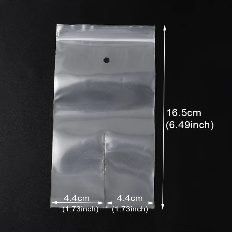 1-50pcs Plastic Zip Bags Jewelry Chain Storage Transparent Poly Clear Bag