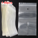 1-50pcs Plastic Zip Bags Jewelry Chain Storage Transparent Poly Clear Bag