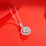 CT Iced Round Moissanite Charm Necklace 925 Sterling Silver