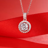 CT Iced Round Moissanite Charm Necklace 925 Sterling Silver