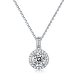 CT Iced Round Moissanite Charm Necklace 925 Sterling Silver