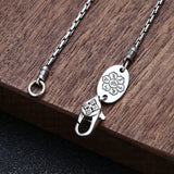 Real S925 Pure Silver Vajra Buckle Bamboo Necklace Men Women
