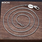 Real S925 Pure Silver Vajra Buckle Bamboo Necklace Men Women