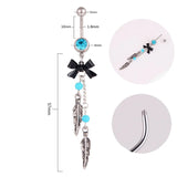 Sexy Navel Piercing Animal Leaf Dangling Navel Bar Crystal Belly Button Rin