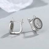 925 Silver Round CZ Earrings Spinel Hoop Women's Fine Jewelry