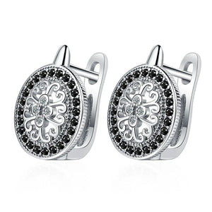 925 Silver Round CZ Earrings Spinel Hoop Women's Fine Jewelry