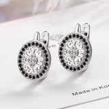925 Silver Round CZ Earrings Spinel Hoop Women's Fine Jewelry