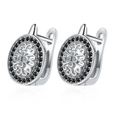 925 Silver Round CZ Earrings Spinel Hoop Women's Fine Jewelry