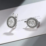 925 Silver Round CZ Earrings Spinel Hoop Women's Fine Jewelry