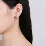925 Silver Round CZ Earrings Spinel Hoop Women's Fine Jewelry