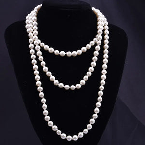 Glass Pearl Necklace Women's Knot Multi-Layer Sweater Chain