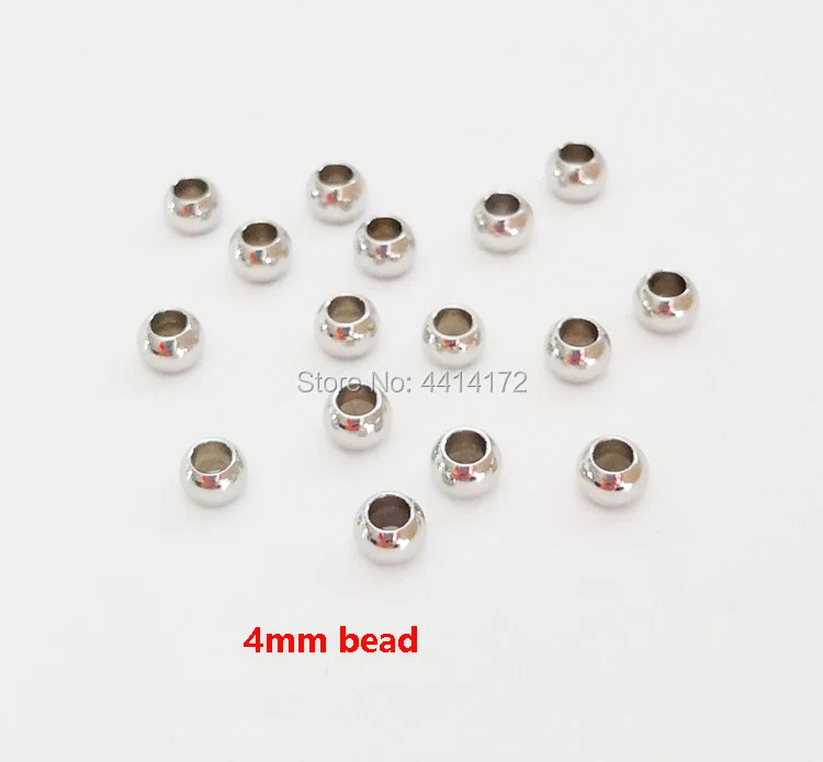 300pcs Stainless Steel 4mm Beads Bracelets Necklaces Accessories DIY Parts