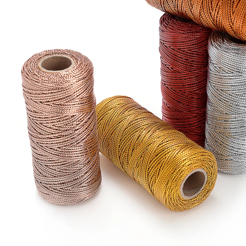 1.5mm 100M Silver Macrame Cord Non-Stretch Packing Rope DIY Gift Wrap Ornament