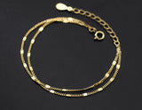 1.5mm 18K Silver White/Gold Double Rows Square Chain Bracelet