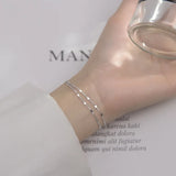 1.5mm 18K Silver White/Gold Double Rows Square Chain Bracelet