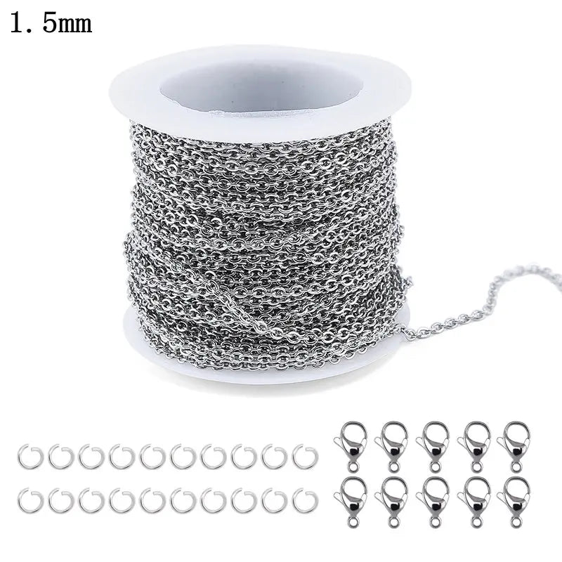 Stainless Steel Link Cable Chain 1.5mm/2.0mm with Clasps - D