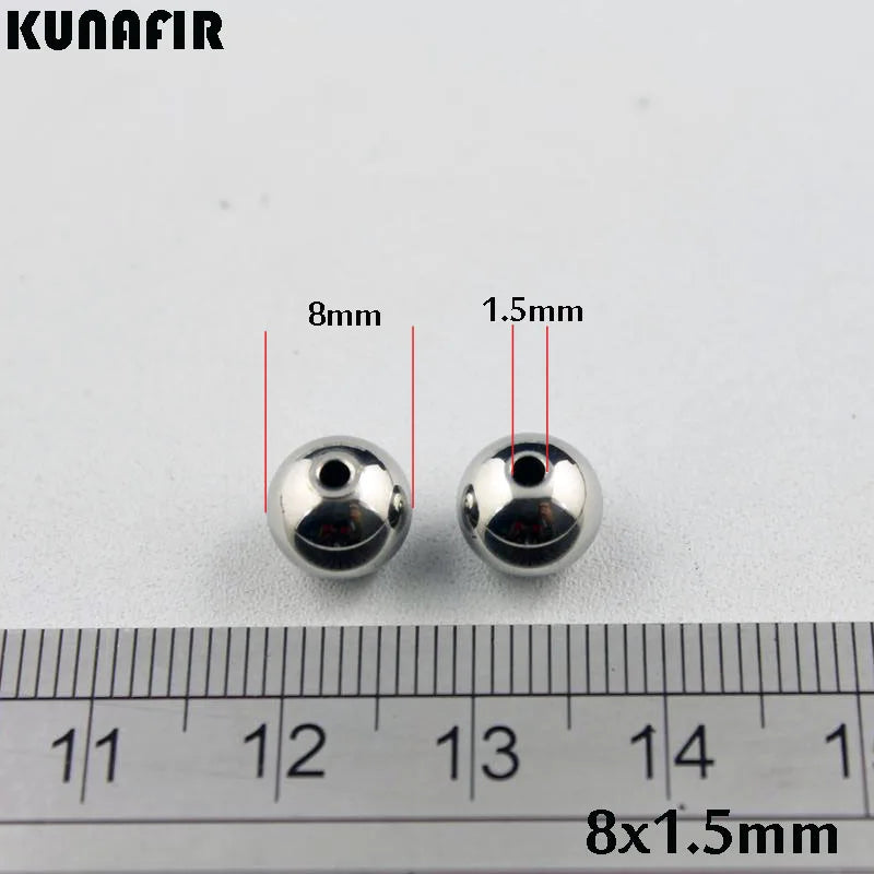 200pcs Stainless Steel Beads 8mm Smooth Ball DIY Jewelry Parts 1.5-3.5mm Hole