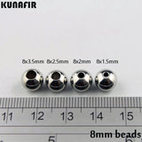 200pcs Stainless Steel Beads 8mm Smooth Ball DIY Jewelry Parts 1.5-3.5mm Hole