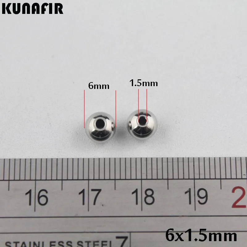 200pcs Stainless Steel Smooth Beads 6mm Hole 1.5mm-3mm Jewelry DIY Parts ZSP034