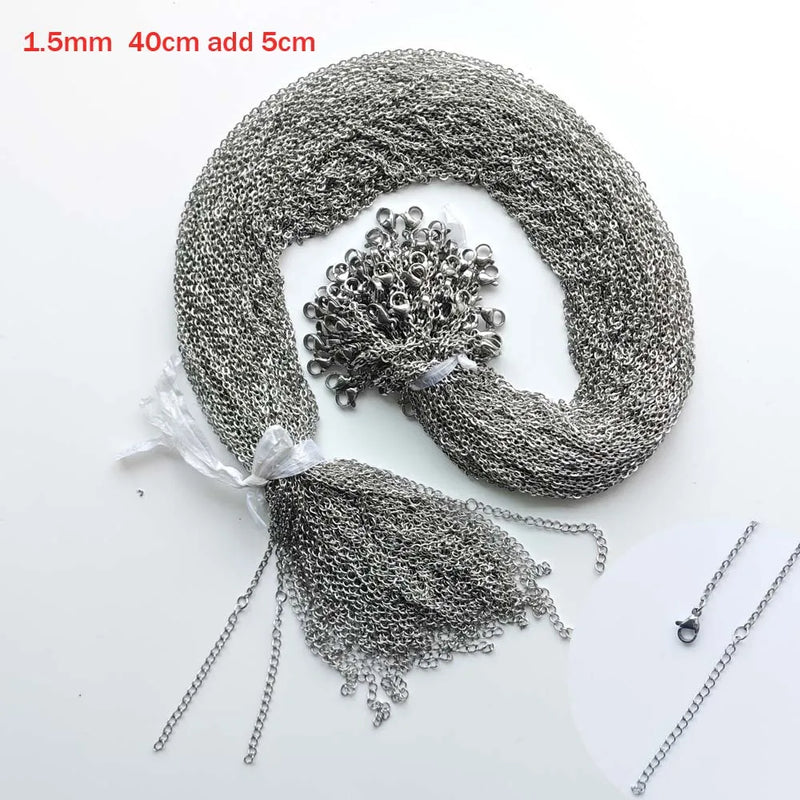 1.5mm 2mm Stainless Steel Link Chain Necklaces 100pcs