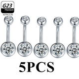 Titanium 14G Belly Button Ring Navel Piercing CZ Body Jewelry