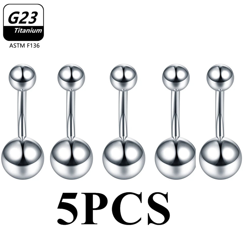 Titanium 14G Belly Button Ring Navel Piercing CZ Body Jewelry