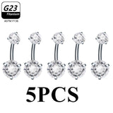 Titanium 14G Belly Button Ring Navel Piercing CZ Body Jewelry