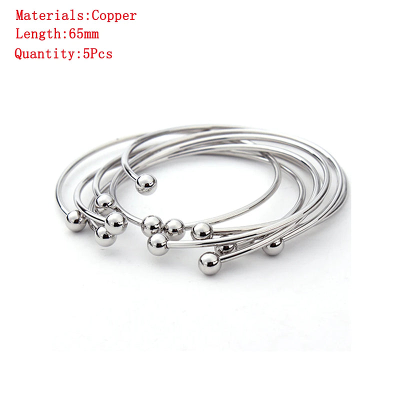 Adjustable Bangle Bracelets Blank Silver Charm Wire Base Bead Man Woman Jewelry