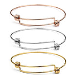 Adjustable Bangle Bracelets Blank Silver Charm Wire Base Bead Man Woman Jewelry