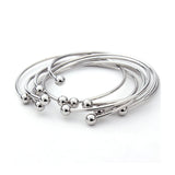 Adjustable Bangle Bracelets Blank Silver Charm Wire Base Bead Man Woman Jewelry