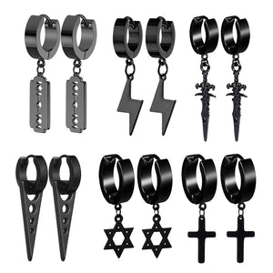 Stainless Steel Pendant Earring Set Men's Stud Earrings Women Jewelry