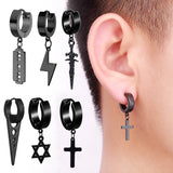 Stainless Steel Pendant Earring Set Men's Stud Earrings Women Jewelry