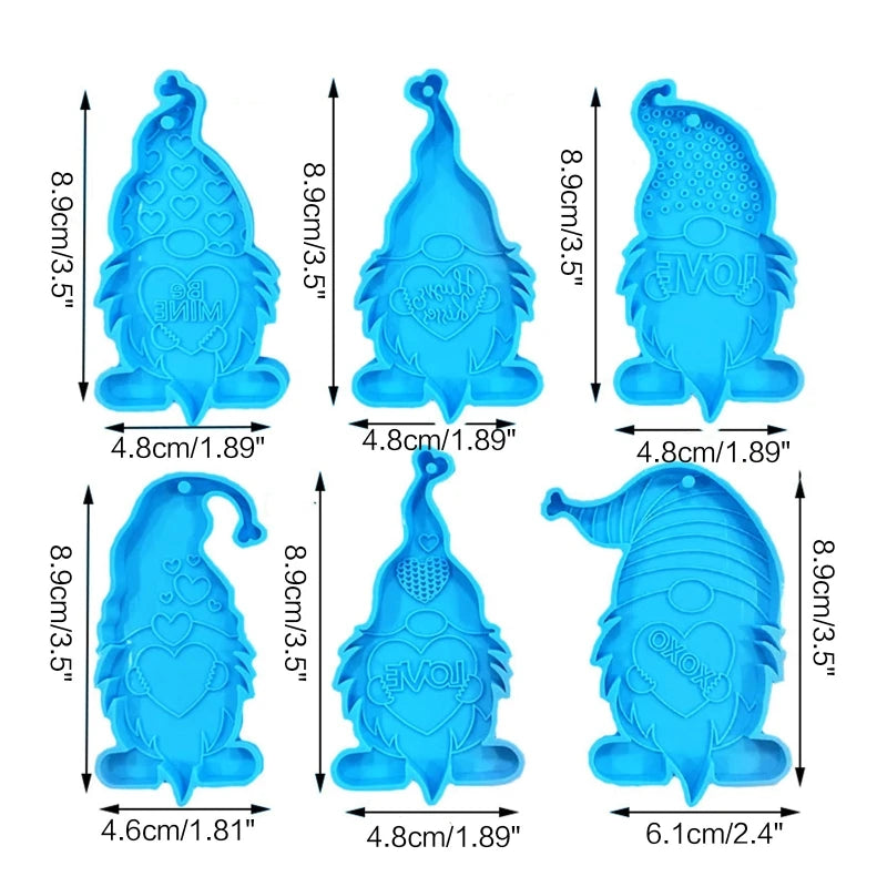 Gnome Silicone Mold Santa Claus Keychain Mold with Hole for DIY
