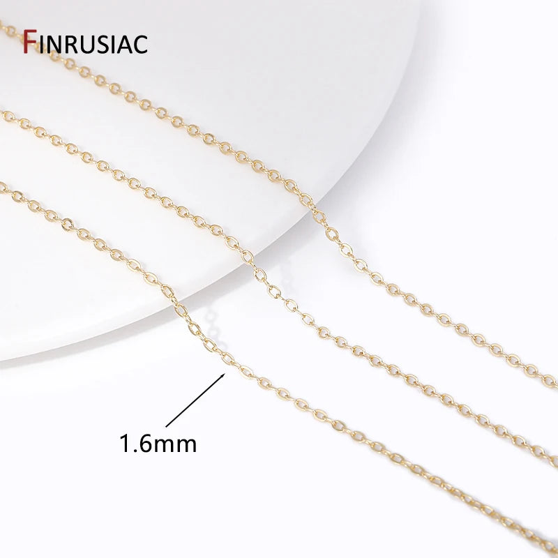 1.6mm 14K Plated Brass Oval Thin Chains for Jewelry Making
