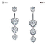 S925 Sterling Silver Zircon Heart Navel Piercing Jewelry