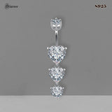 S925 Sterling Silver Zircon Heart Navel Piercing Jewelry