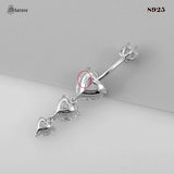 S925 Sterling Silver Zircon Heart Navel Piercing Jewelry