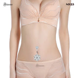 Snow 925 Silver Belly Bar Navel Ring 14G Hollow Sexy Beach Jewelry