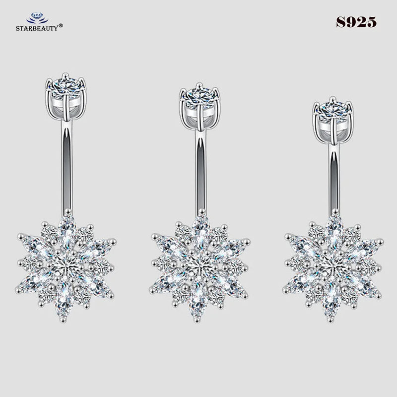 925 Sterling Silver Sun Flower Belly Button Piercing